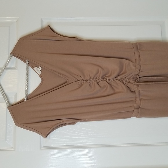 Hem And Thread Cappuccino Short Sleeve Skinnny Leg Sweater Jumpsuit - Picture 2 of 13